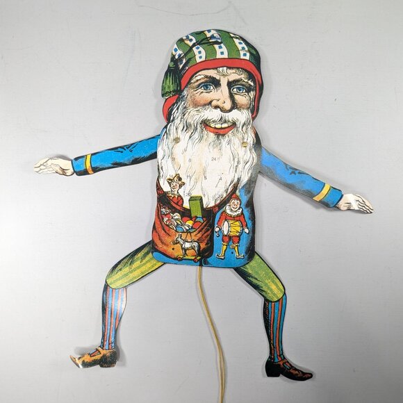 Vintage Danish Jumping Jack Santa Christmas advent calendar, creepy paper doll - Picture 2 of 15